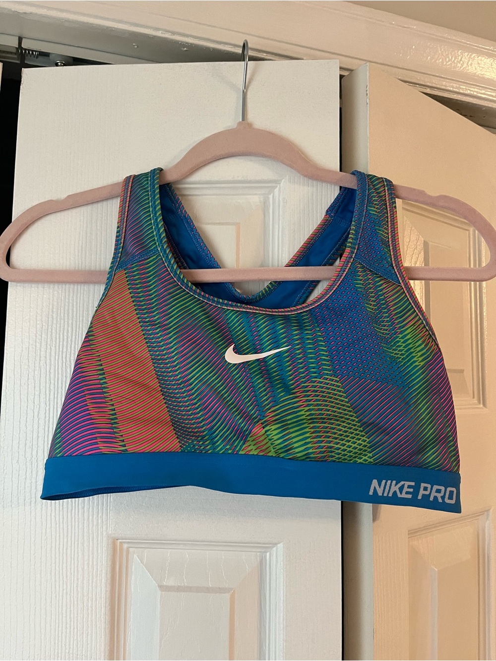 Nike Blue Sports Bra with Multicolor Trim